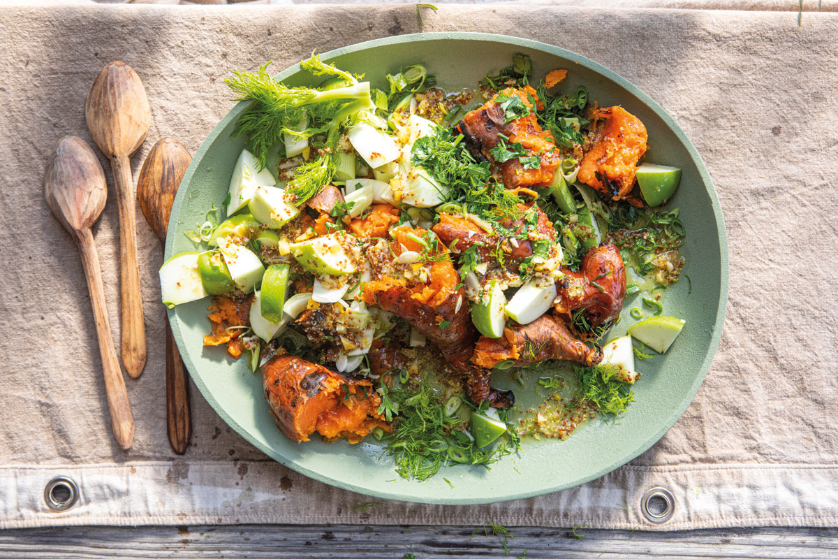 Braaied sweet potato salad