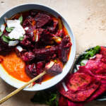 Beetroot curry with flatbreads