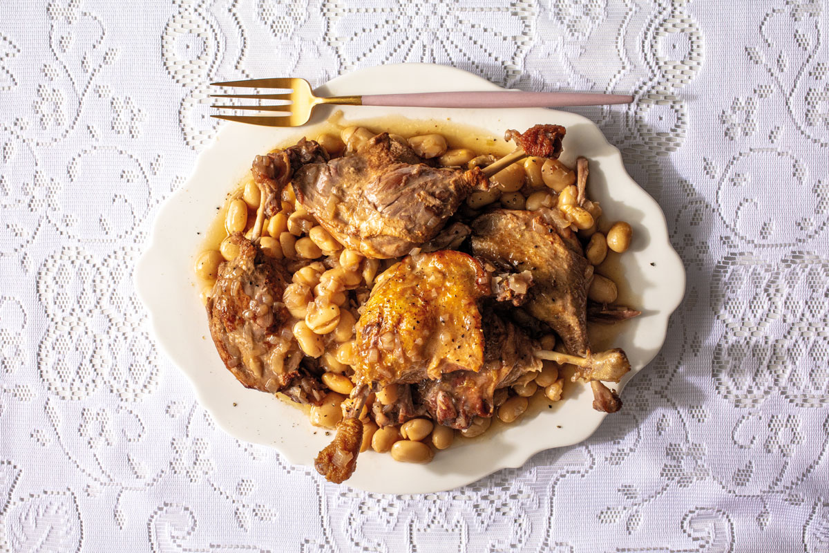 SLOW-BRAISED DUCK LEGS WITH BEANS
