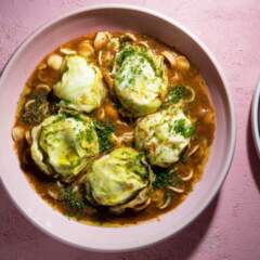 Steamed baby cabbage parcels
