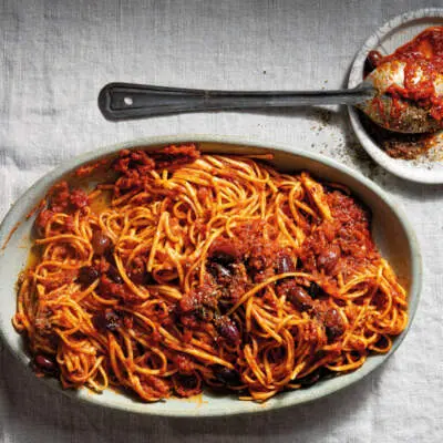 Caramelised shallot pasta with olives | Woolworths TASTE
