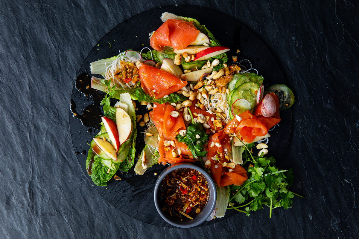 Coldsmoked trout with Asianstyle dressing Woolworths TASTE