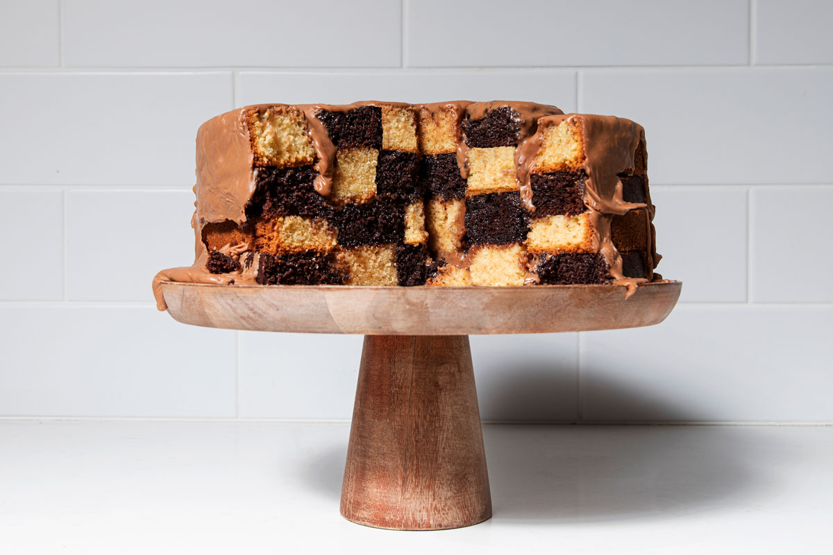 Chocolate Checkerboard Cake Recipe - BettyCrocker.com