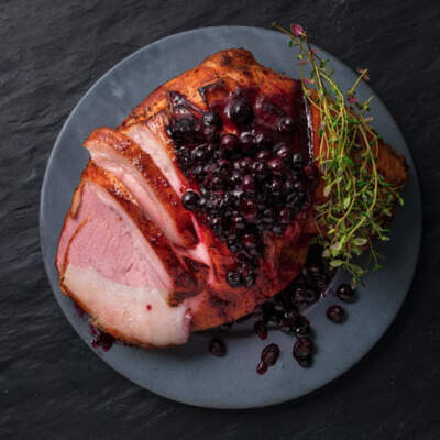 Smoked gammon with blueberries