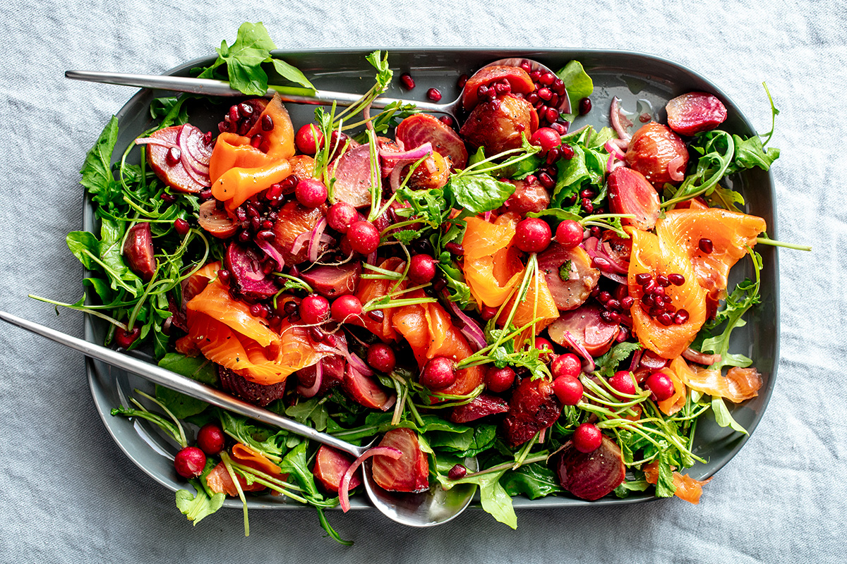 Smoked trout beetroot salad