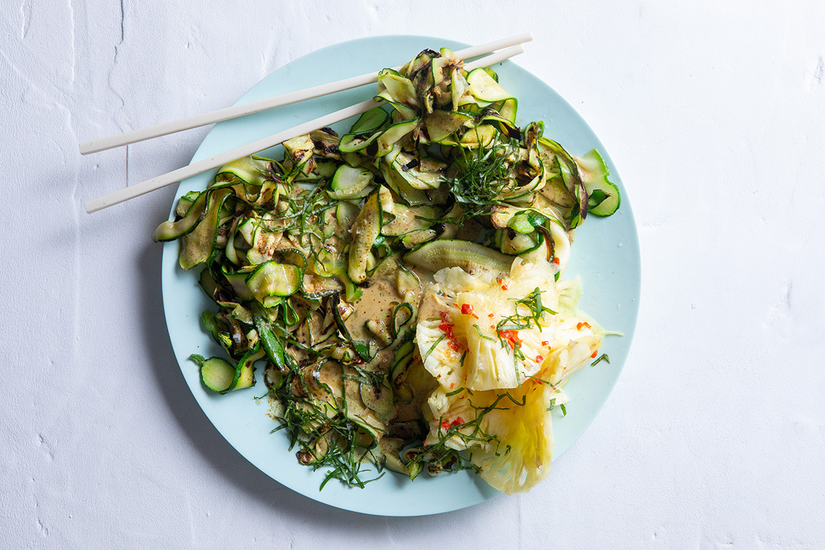 Baby marrows with curried coconut sauce