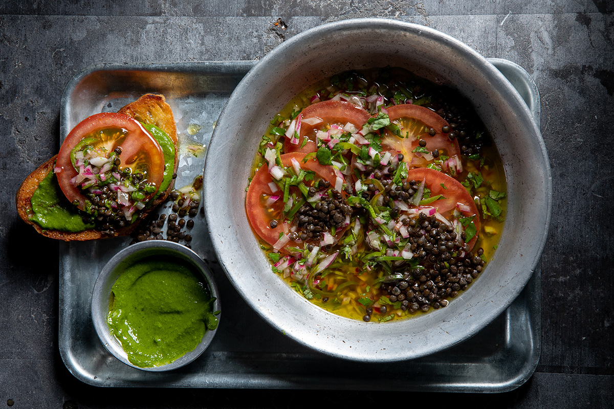Tomatoes on toast with lentils Woolworths TASTE