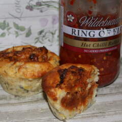 Banana muffins with Peanut butter and Chilli relish