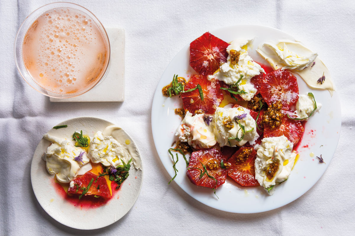 Cheat’s burrata and blood orange salad