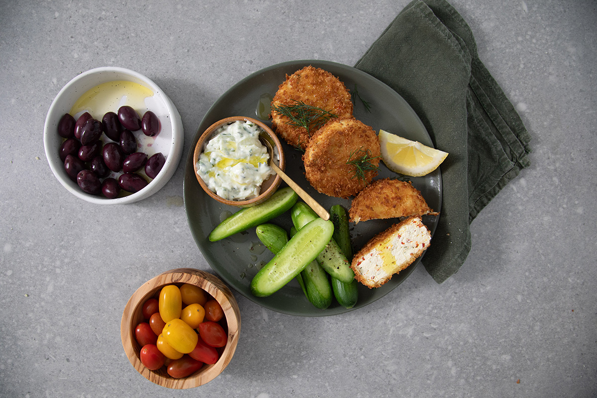 Fried sundried tomato & feta mezze platter recipe | TASTE