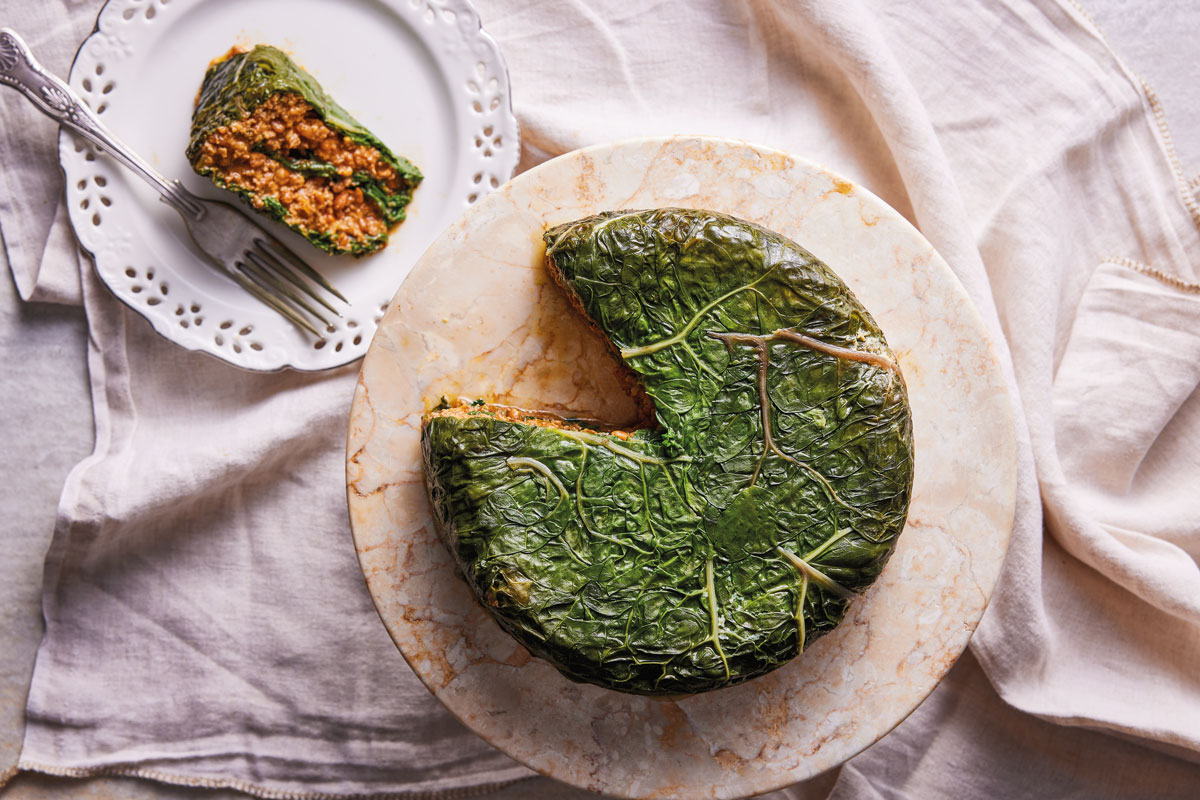 Lamb-and-spelt spinach farci