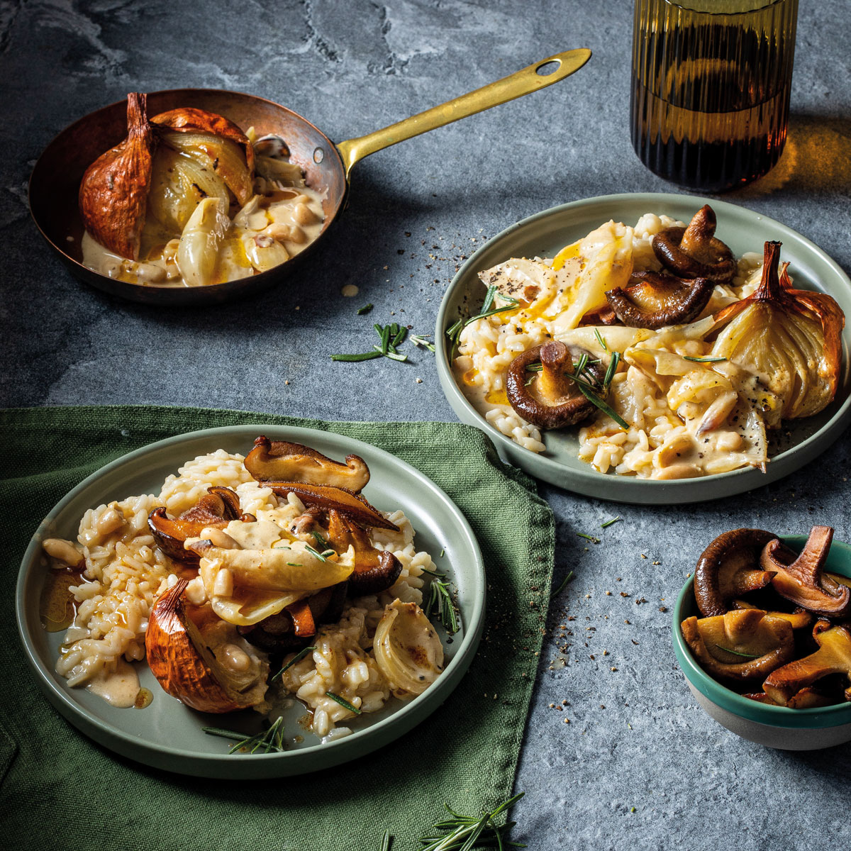 Mushroom-and-creamy onion risotto