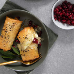 Baked salty and sweet feta and honey parcels