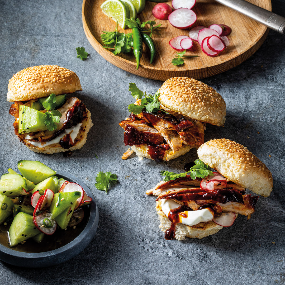 Sticky pork belly buns