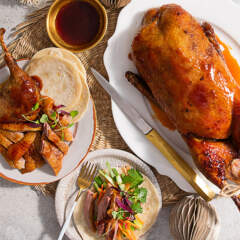 Confit duck with an Asian-inspired plum sauce