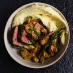 Fillet steak with a quick peppered mushroom sauce