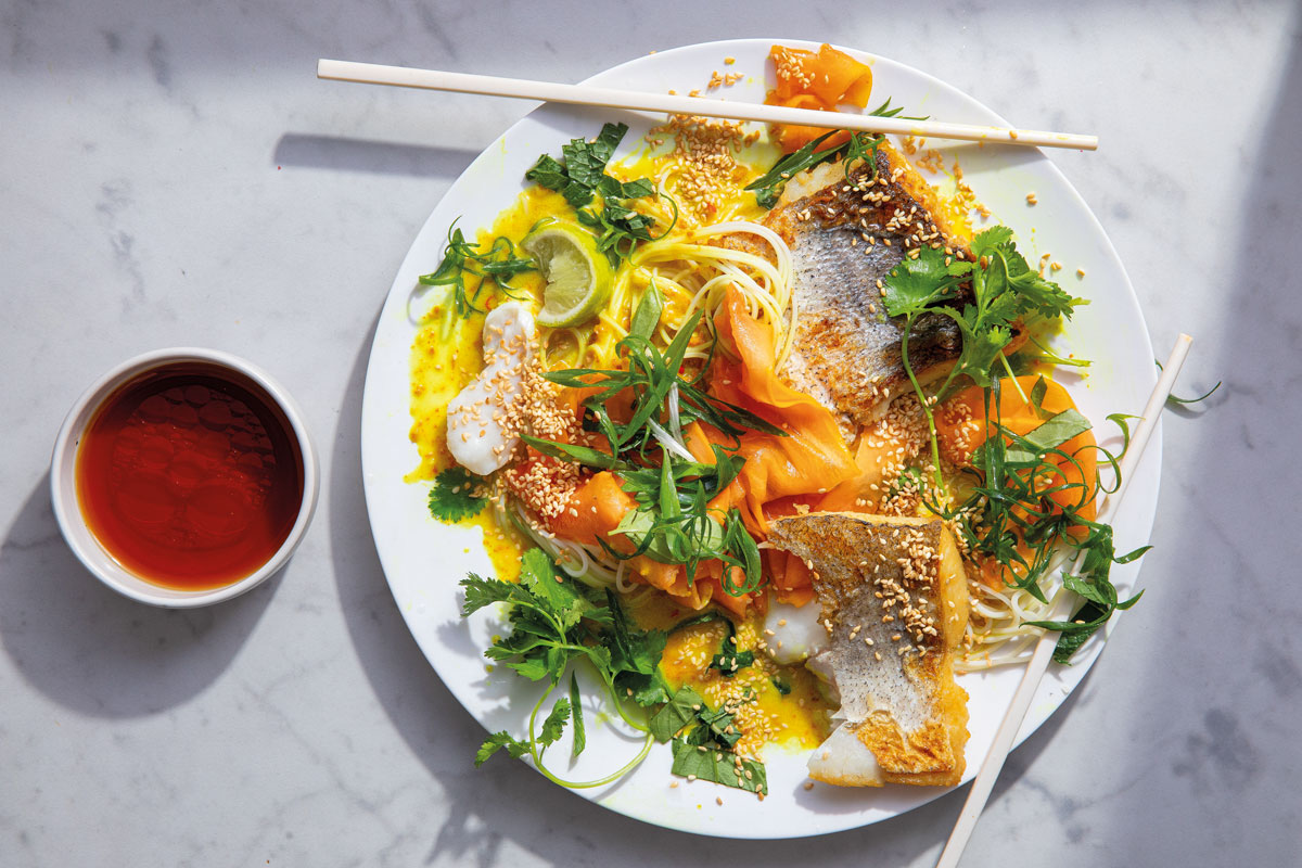 MANGO NOODLES WITH CARAMEL HAKE AND TIGER'S MILK