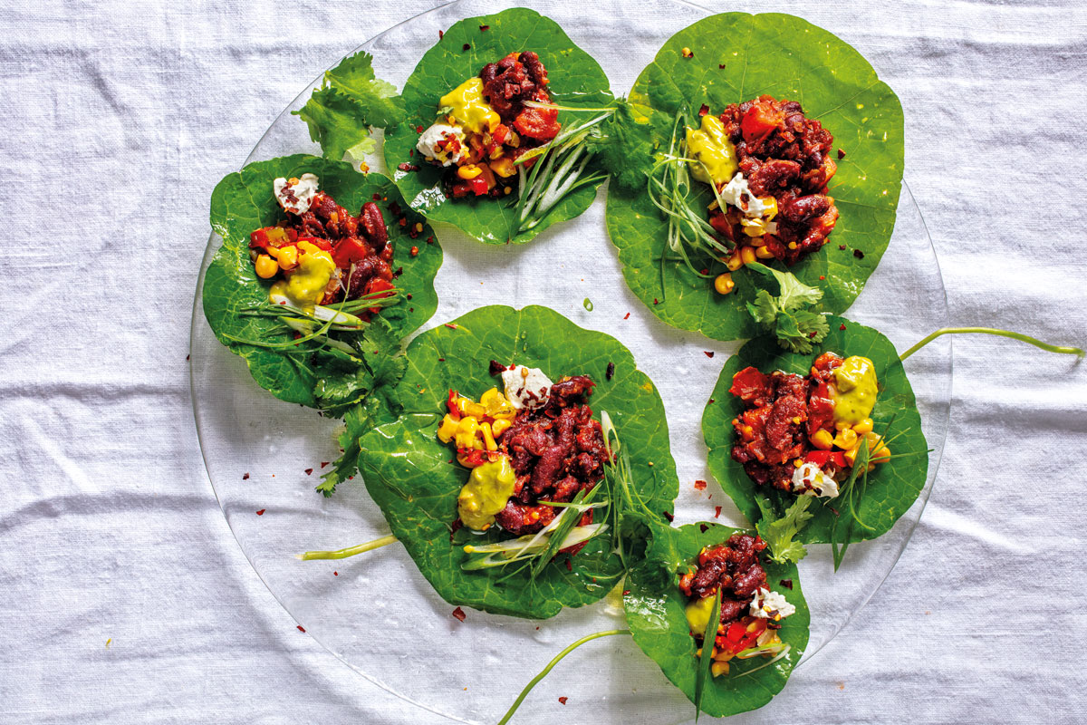 Nasturtium leaf "tacos" Woolworths TASTE