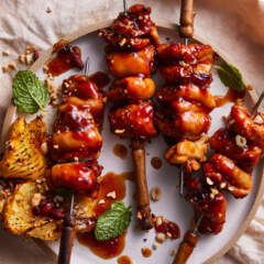 Apricot chicken kebabs