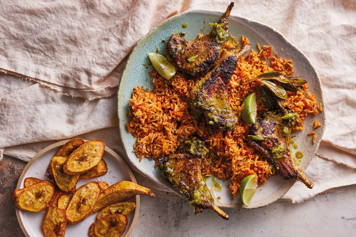 Caribbean epis lamb chops with jollof rice Woolworths TASTE