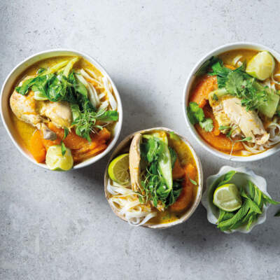 Laksa-poached chicken