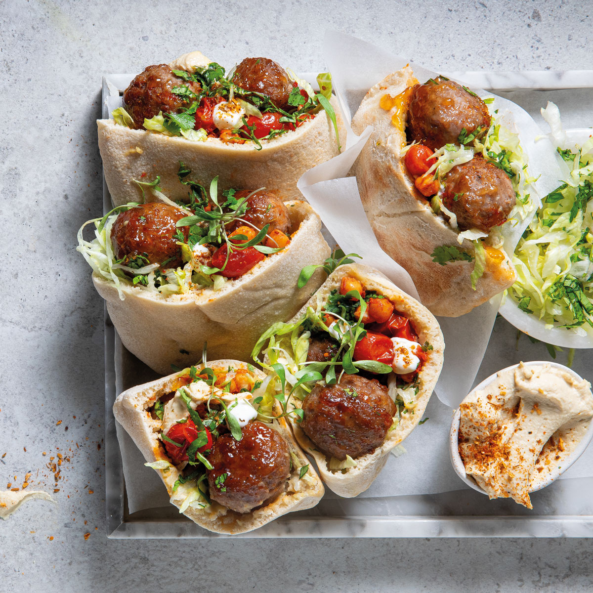 Pitas Stuffed with Moroccan-Style Meatballs recipe | TASTE