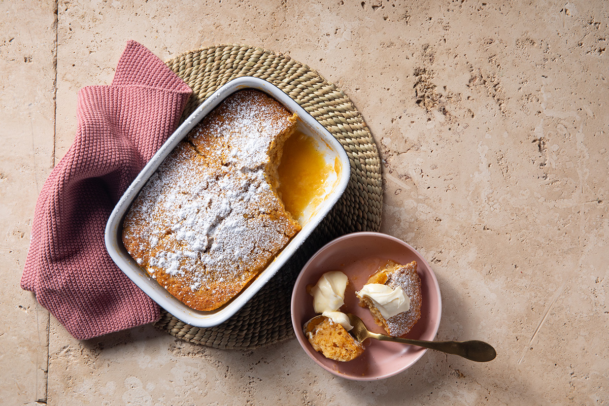Citrus and ginger self-saucing pudding