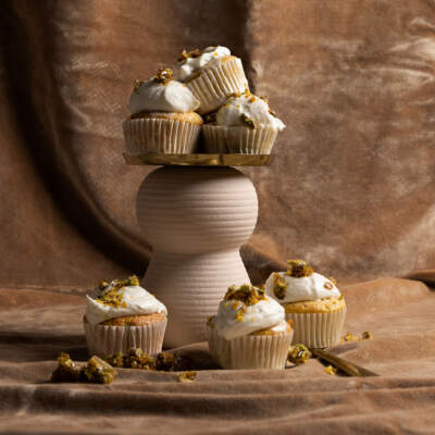 Pistachio-and-vanilla tres leches cupcakes