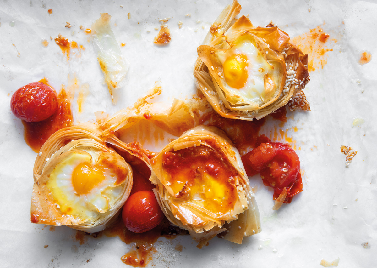 Eggs baked in phyllo