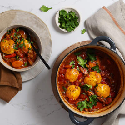 Chicken gizzard-and-dumpling stew