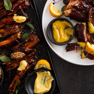 Maille mustard-marinated lamb chops