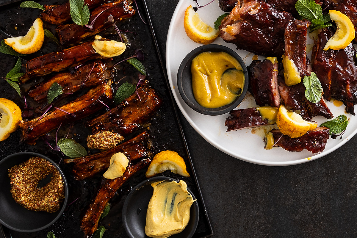 Maille mustard marinated lamb chops