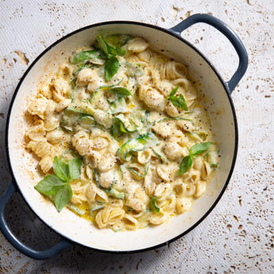 Creamy baby marrow and basil orecchiette 