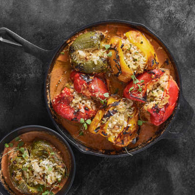 Romesco-style stuffed peppers