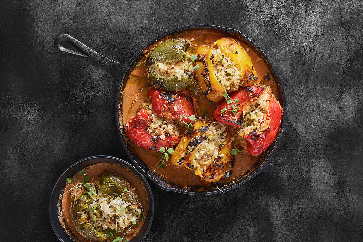 Romesco-Style stuffed peppers