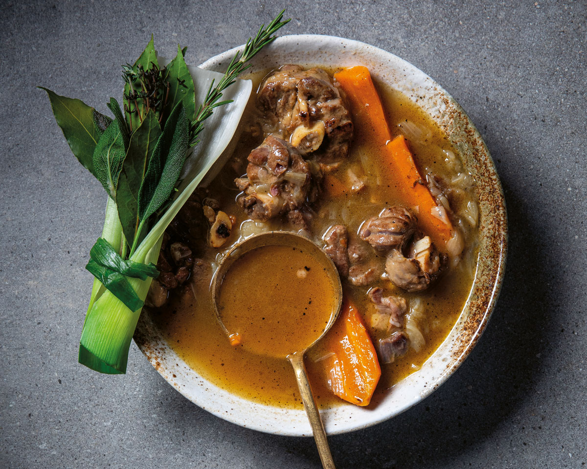 Lamb knuckle-and-potato soup