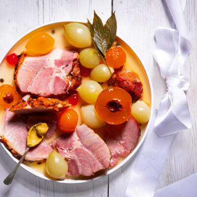 Gammon with candied mustard fruit