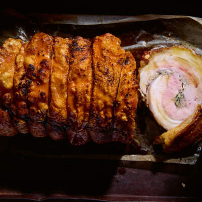 Porchetta with pecorino cream sauce