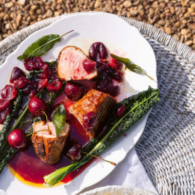 Pork fillet with cherry sauce