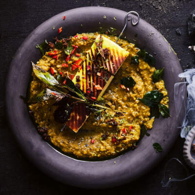 Smoked dhal with grilled paneer