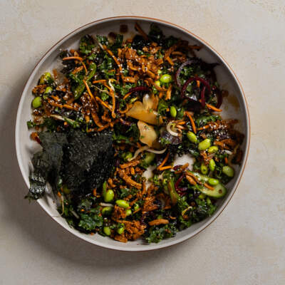 Shredded tofu-and-crispy kale salad