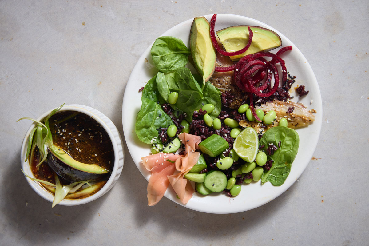 Smoked mackerel poke bowl