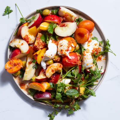 Stone fruit burrata salad