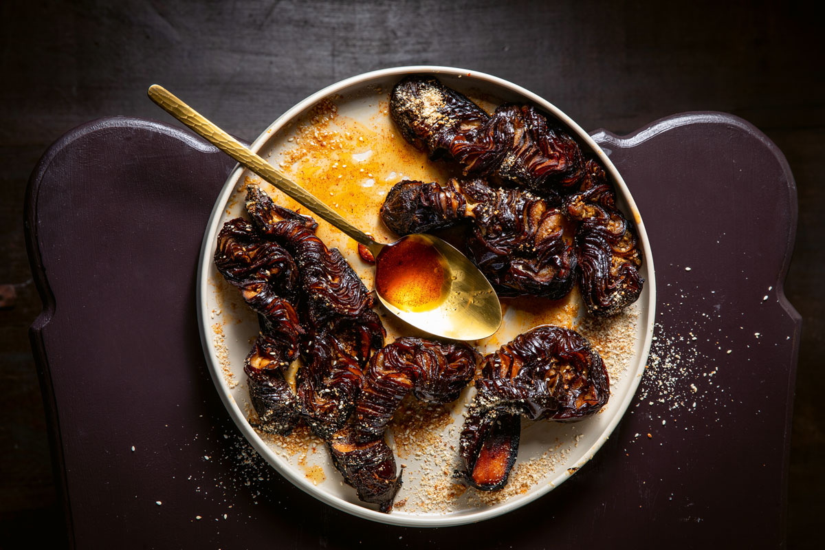 Air-fryer hasselback brinjals