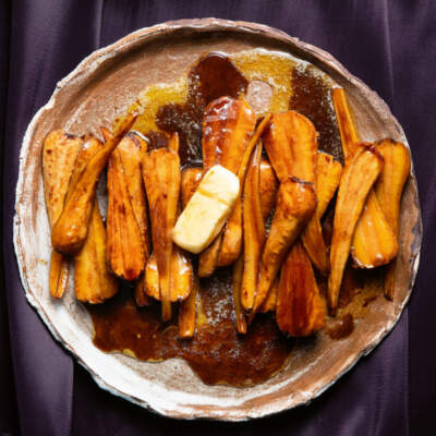 Maple roasted parsnips