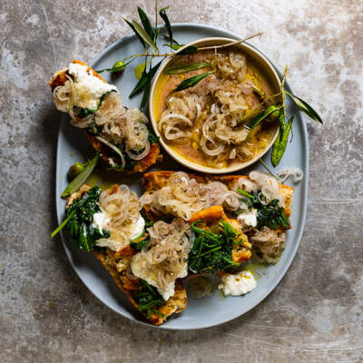 Sumac-marinated onions with whipped feta