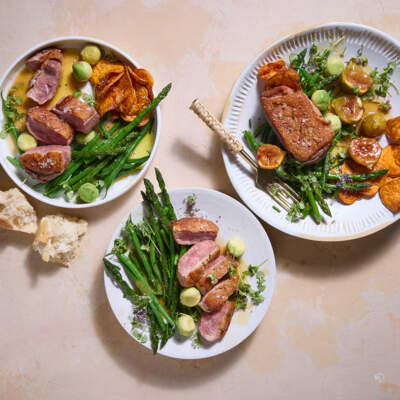 Warm crispy duck breast salad