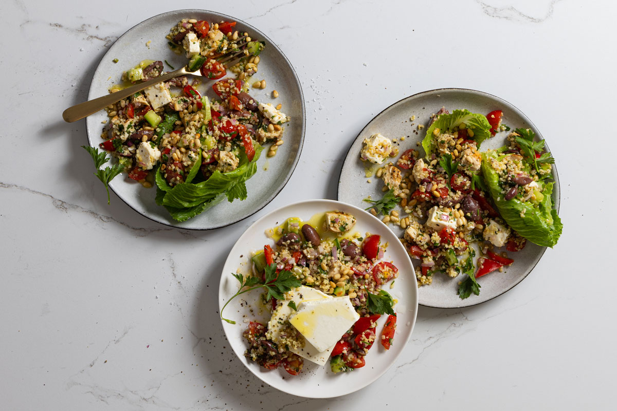 Chicken-and-bulgur wheat Greek salad