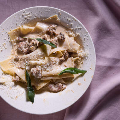 Duck sausage handkerchief pasta