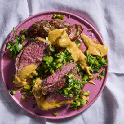 Garlicky deboned lamb